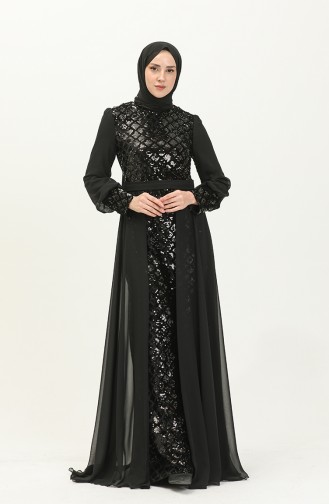 Schwarz Hijab-Abendkleider 13224