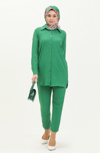 Geknöpfte Tunika-Hose Zweier-Set 2752-04 Grün 2752-04