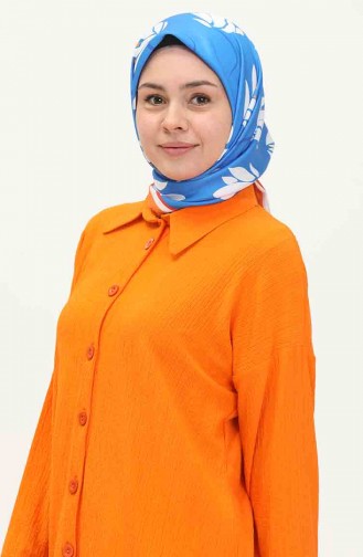 Düğmeli Tunik Pantolon İkili Takım 2752-05 Oranj