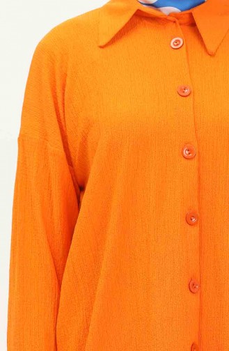 Düğmeli Tunik Pantolon İkili Takım 2752-05 Oranj