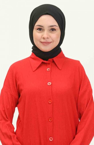 Geknöpfte Tunika-Hose Zweier-Set 2752-06 Rot 2752-06
