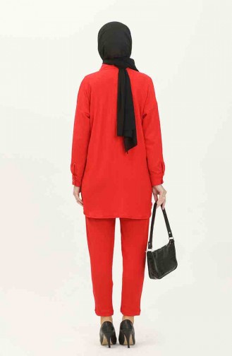 Geknöpfte Tunika-Hose Zweier-Set 2752-06 Rot 2752-06