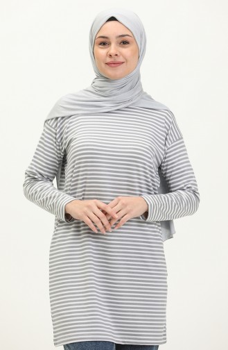 Striped Tunic 2212-02 Gray white 2212-02