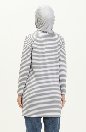 Striped Tunic 2212-02 Gray white 2212-02