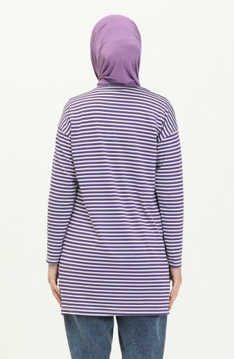 Striped Tunic 2212-03 Purple white 2212-03