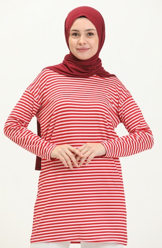 Striped Tunic 2212-04 Red white 2212-04