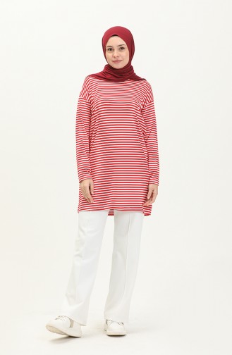 Striped Tunic 2212-04 Red white 2212-04