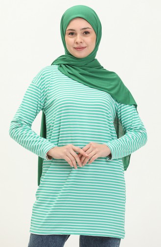 Striped Tunic 2212-06 Green white 2212-06