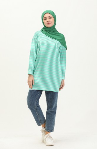 Striped Tunic 2212-06 Green white 2212-06