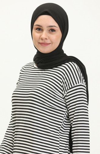 Çizgili Tunik 2212-07 Siyah Beyaz