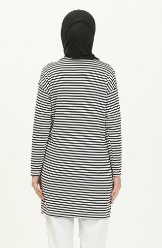 Çizgili Tunik 2212-07 Siyah Beyaz