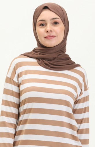 Striped Tunic 2212A-01 Milk Coffee white 2212A-01