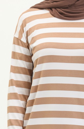 Striped Tunic 2212A-01 Milk Coffee white 2212A-01