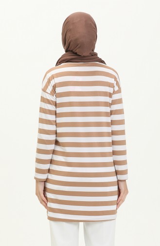 Striped Tunic 2212A-01 Milk Coffee white 2212A-01