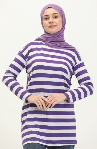 Striped Tunic 2212A-03 Purple white 2212A-03