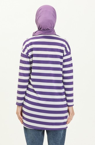 Striped Tunic 2212A-03 Purple white 2212A-03