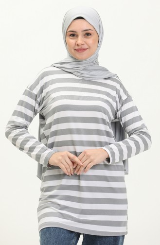 تونيك بخطوط 2212A-05 رمادي أبيض 2212A-05