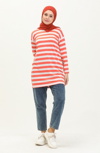 Striped Tunic 2212A-06 Orange white 2212A-06