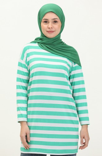 Striped Tunic 2212A-07 Green white 2212A-07
