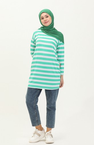 Striped Tunic 2212A-07 Green white 2212A-07