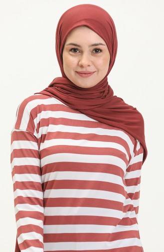 Striped Tunic 2212A-09 Brick Red white 2212A-09