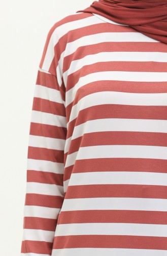 Striped Tunic 2212A-09 Brick Red white 2212A-09