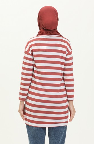 Striped Tunic 2212A-09 Brick Red white 2212A-09