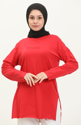 Plain Viscose Tunic 2754-06 Red 2754-06