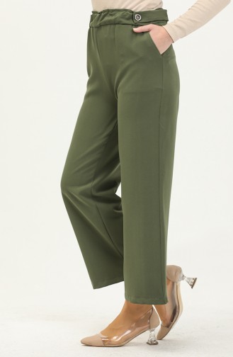 Double Kumaş Bol Paça Pantolon 1001-03 Haki