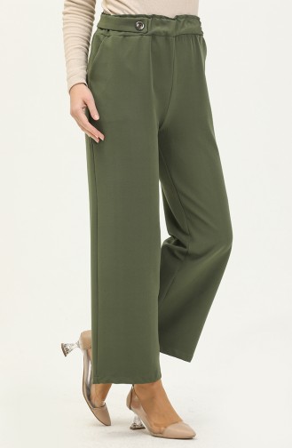 Double Kumaş Bol Paça Pantolon 1001-03 Haki