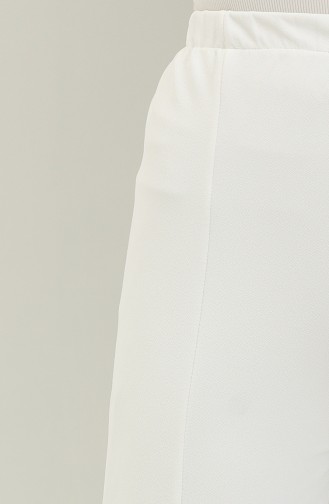 Paçalı Yırtmaçlı Pantolon 3028-01 Beyaz