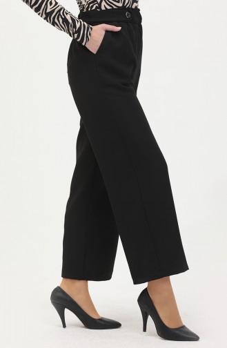 Double Fabric Wide Leg Pants 1001-01 Black 1001-01