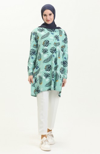 Printed Basic Tunic 3021-01 Green 3021-01