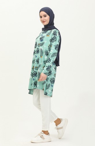 Printed Basic Tunic 3021-01 Green 3021-01