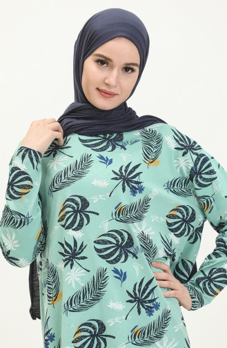 Printed Basic Tunic 3021-01 Green 3021-01