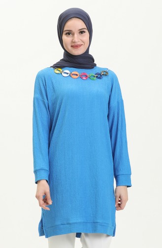 Kolyeli Tunik 2804-07 Mavi
