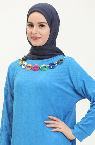Kolyeli Tunik 2804-07 Mavi