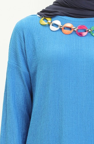 Kolyeli Tunik 2804-07 Mavi