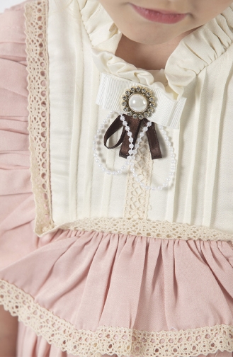 Dantel Motifli Vintage Kız Çocuk Elbisesi ALTNTP6001-01 Pembe