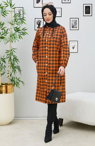 Houndstooth Patterned Cape  11026-02 Orange 11026-02