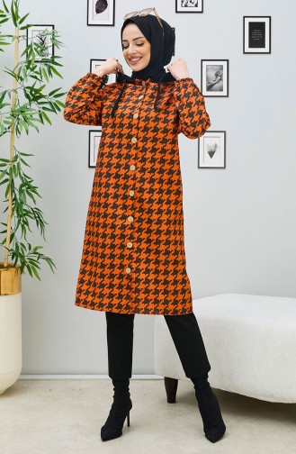 Houndstooth Patterned Cape  11026-02 Orange 11026-02