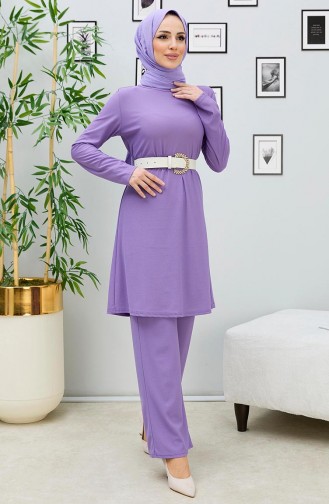 Tunik Pantolon İkili Takım 10572-01 Lila