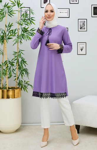 Lace Detailed Tunic 10799-02 Lilac 10799-02