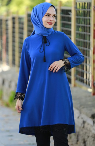 Lace Detailed Tunic 10799-03 Saxe 10799-03