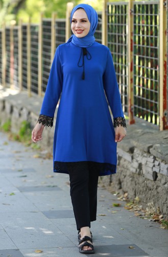 Lace Detailed Tunic 10799-03 Saxe 10799-03