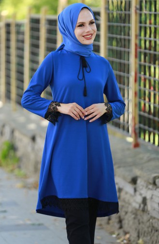 Lace Detailed Tunic 10799-03 Saxe 10799-03