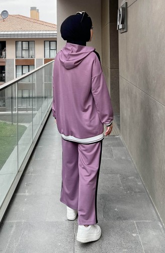 Fermuarlı Tunik Pantolon İkili Takım 11029-01 Lila