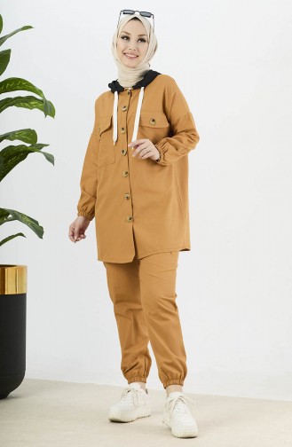 Geknöpfte Tunika-Hose Zweier-Set 11040-05 Tabak 11040-05