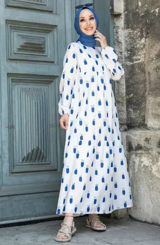 Gemustertes Kleid 10370-01 Blau 10370-01