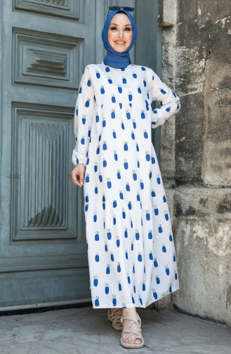 Gemustertes Kleid 10370-01 Blau 10370-01